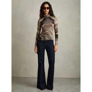 REISS NAOMI Snake Print Roll Neck Top